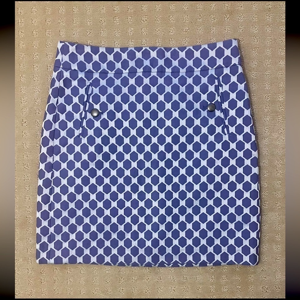 LOFT Outlet Short Skirt‎ with Geometric Design, Periwinkle, Sz 2P